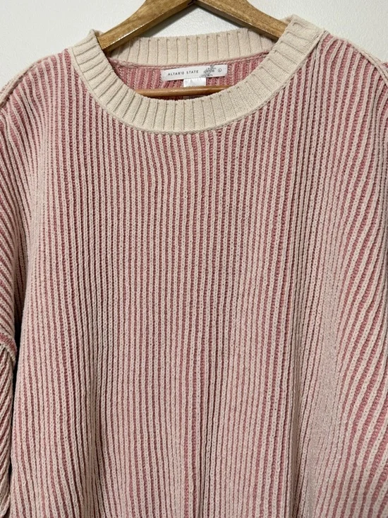 Altar’d State Pink Striped Sweater Size Large Chenille - Picture 4 of 7